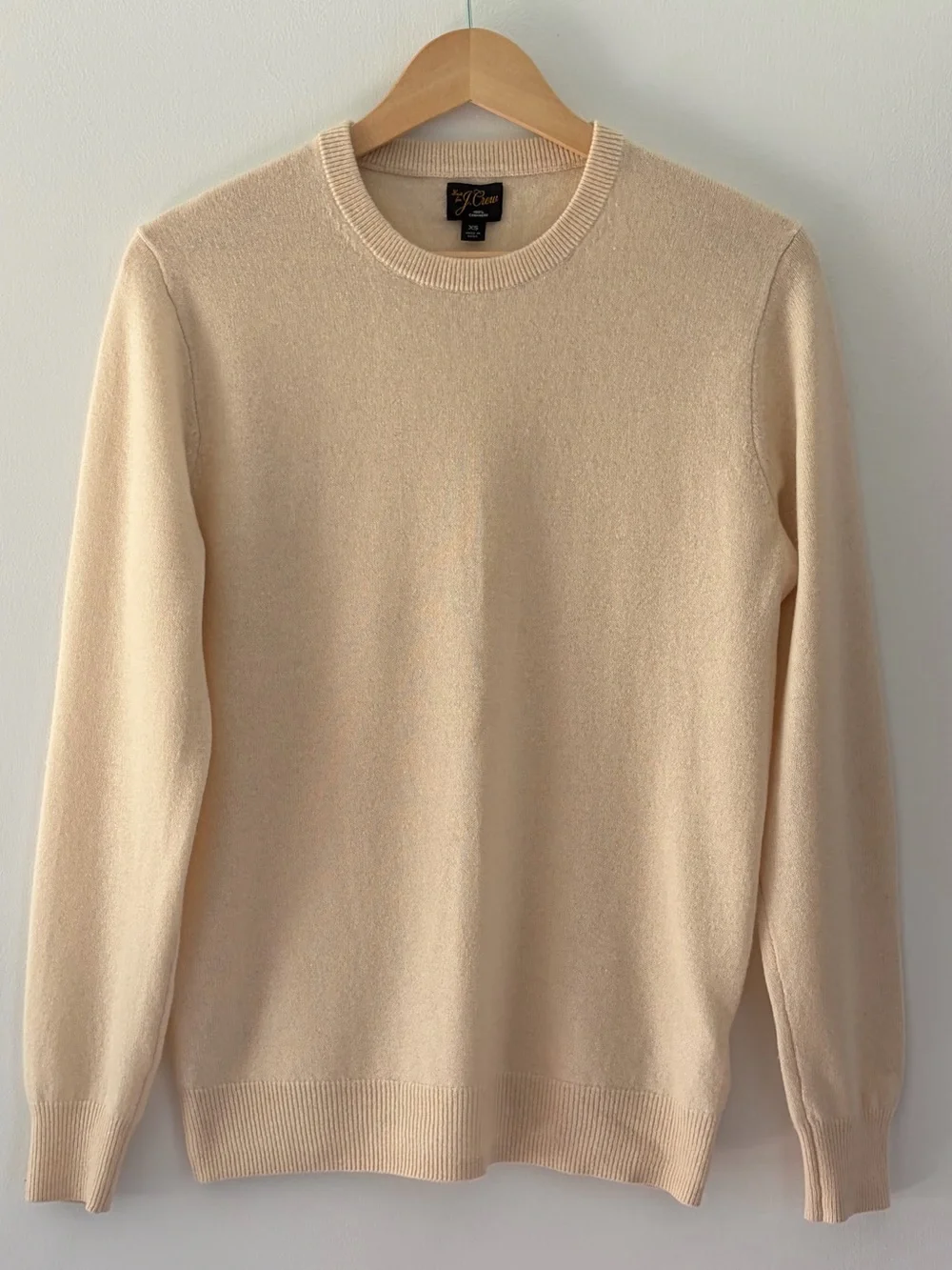 J. Crew Women's XS 100% Mongolian Cashmere Cream Crewneck Sweater